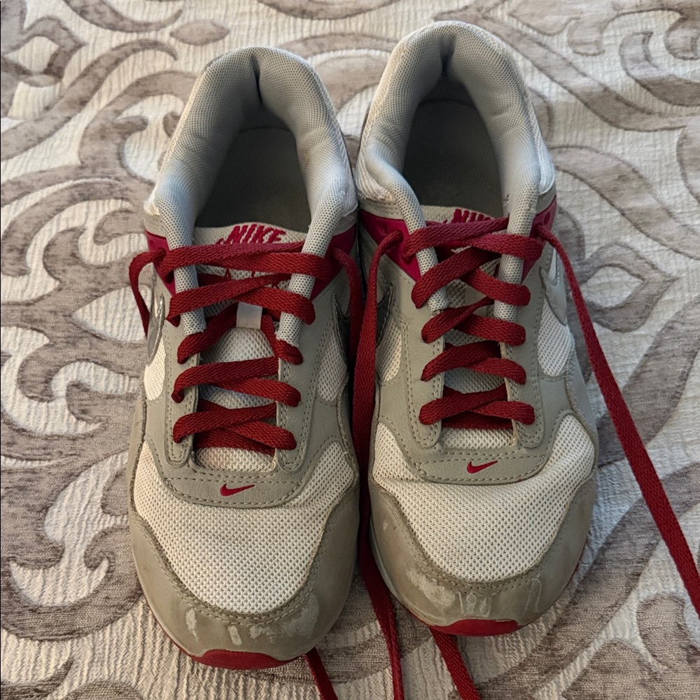 Nike White and Red Athletic Shoes
